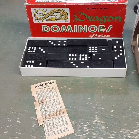 Bundle of 2 sets of Dominoes: Dragon Double Nine by Halsam & 79pc. set - Picture 3 of 7